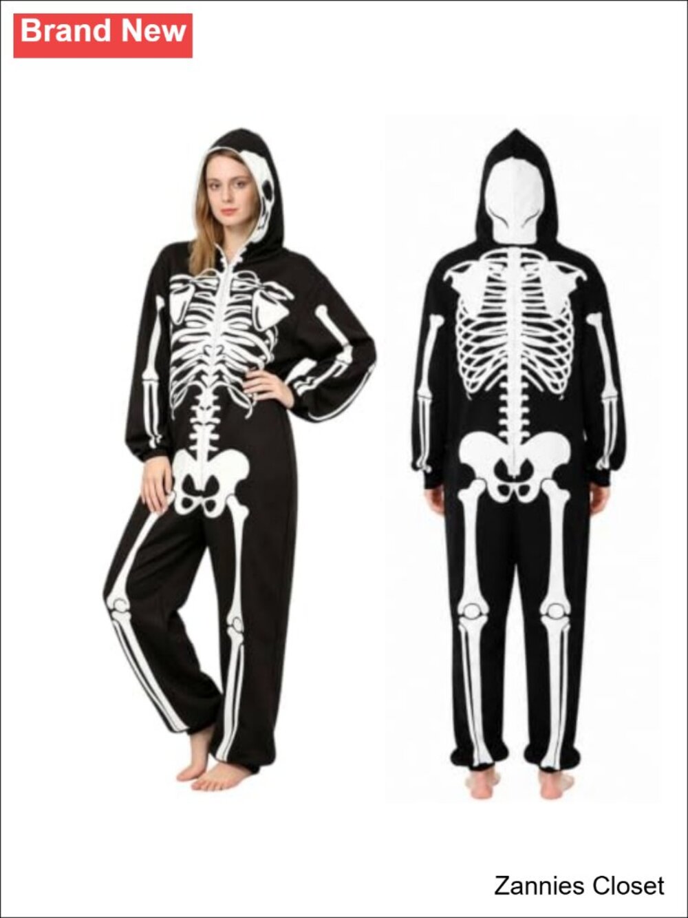 👻 Finbald Skeleton Costume Women Halloween Jumpsuit Polyester Onesie